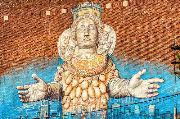 Artemis Emerging From the Quarry street art mural painted by Gaia of Baltimore in the Stockade District of Kingston during the annual O+ festival.