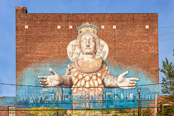 Artemis Emerging From the Quarry street art mural painted by Gaia of Baltimore in the Stockade District of Kingston during the annual O+ festival.
