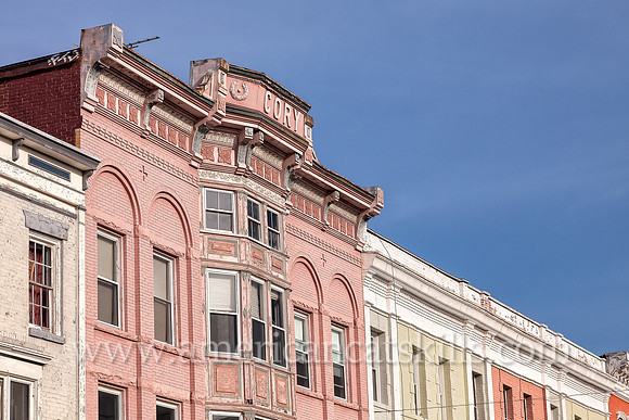 The Cory building on Wall Street in the Stockade District of Kingston, New York was constructed circa 1900 in the Queen Anne architectural style.