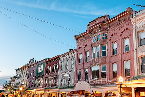 The Cory building on Wall Street in the Stockade District of Kingston, New York was constructed circa 1900 in the Queen Anne architectural style.