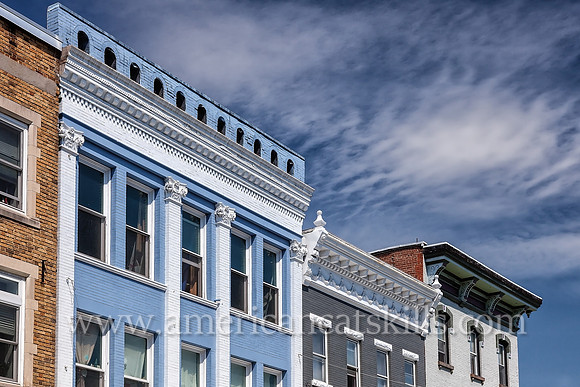 Photograph of a building façade on Wall Street in the historic Stockade District of Kingston, New York.