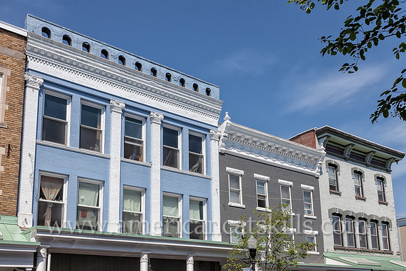 Photograph of building façades on Wall Street in the historic Stockade District of Kingston, New York.