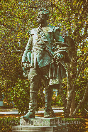 Academy Green in Kingston, New York is home to monuments of Peter Stuyvesant, Henry Hudson and George Clinton.