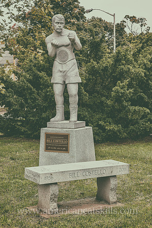 Life-sized, white granite sculpture of Billy Costello, former boxing world champion and native of Kingston, New York.