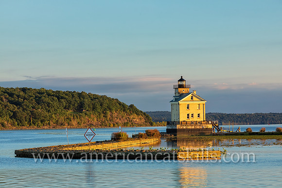 The beautiful Rondout Lighthouse at Kingston, New York is located along the Hudson River to mark the entrance and tidal flats of the Rondout Creek.