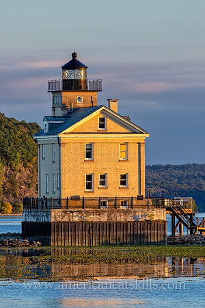 The beautiful Rondout Lighthouse at Kingston, New York is located along the Hudson River to mark the entrance and tidal flats of the Rondout Creek.