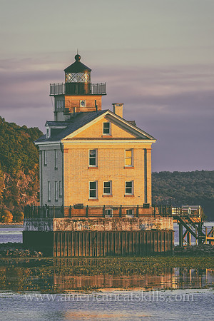 The beautiful Rondout Lighthouse at Kingston, New York is located along the Hudson River to mark the entrance and tidal flats of the Rondout Creek.