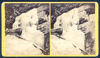 Vintage E. & H. T. Anthony & Co. stereoview # 282 titled “The frozen Spring near Stairs, Kauterskill Falls” in the “Artistic Series.”