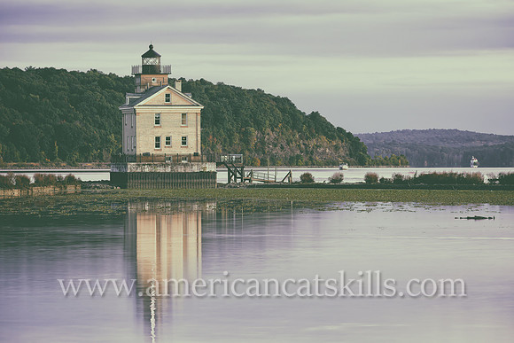 The beautiful Rondout Lighthouse at Kingston, New York is located along the Hudson River to mark the entrance and tidal flats of the Rondout Creek.