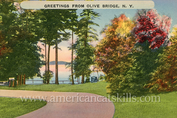 Vintage postcard depicting a country scene in the hamlet of Olive Bridge in Ulster County, New York.