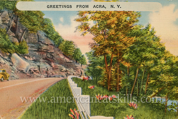 Vintage postcard depicting a beautiful country scene in Acra, New York.