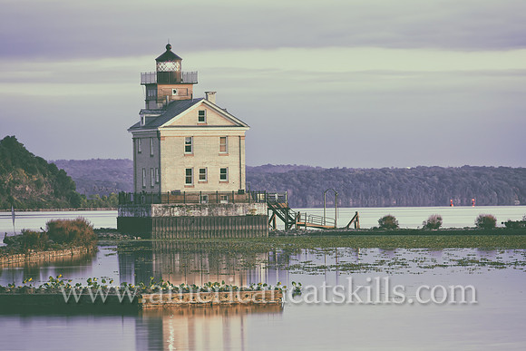 The beautiful Rondout Lighthouse at Kingston, New York is located along the Hudson River to mark the entrance and tidal flats of the Rondout Creek.