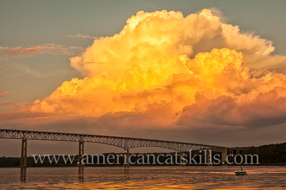 The Kingston-Rhinecliff Bridge, also known as the George Clinton Memorial Bridge, spans the Hudson River, connects the city of Kingston to the rural hamlet of Rhinecliff in Dutchess County.