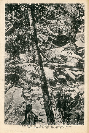 This vintage postcard depicting a rugged scene within Platte Clove was published by G. S. Young, proprietor of the nearby Grand Canyon House.