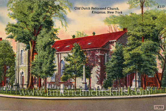 The historic Old Dutch Church in the Stockade District of Kingston, New York was constructed in 1852.