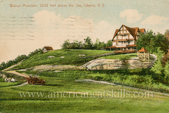 Vintage postcard titled of Walnut Mountain southeast of the village of Liberty, New York.