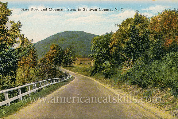 Well-known photographer Otto Hillig of Liberty, New York published this vintage postcard titled “State Road and Mountain Scene in Sullivan County, N.Y.”
