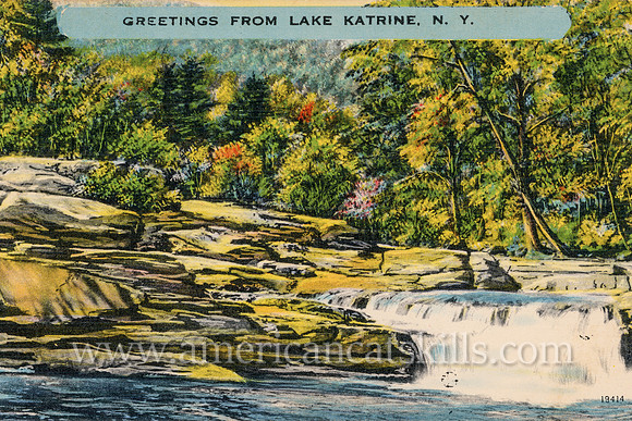 Vintage Catskills postcard with the title “Greetings from Lake Katrine, N.Y.”