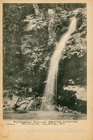Vintage postcard by George S. Young depicting Rainbow Falls in what was historically known as the Grand Canyon, but is today generally referred to as Platte Clove.