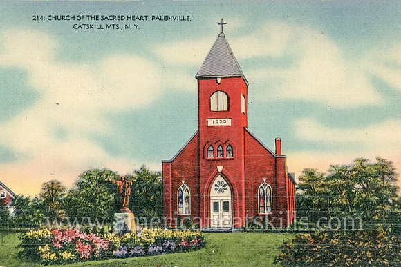 Vintage postcard of the Church of the Sacred Heart located at Palenville, New York.