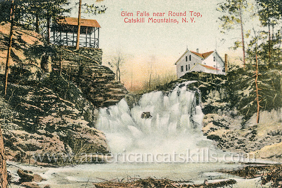 Vintage postcard titled “Glen Falls near Round Top, Catskill Mountains, N.Y.” published by Albert Hahn.
