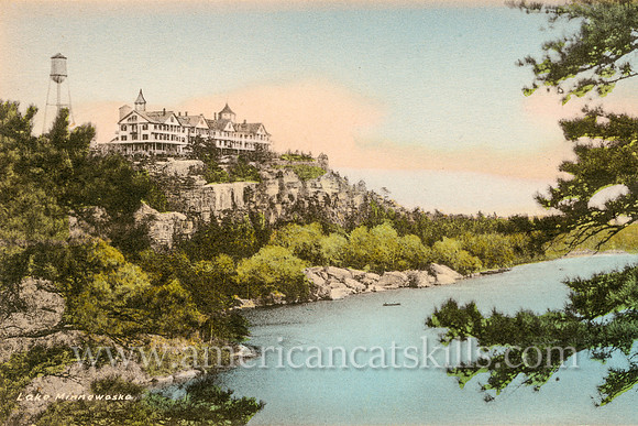Vintage postcard depicting the Cliff House, a former resort that was located on the cliffs of Lake Minnewaska on the Shawangunk Mountain ridge.
