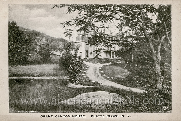 Vintage Catskills postcard depicting the former Grand Canyon House at wild Platte Clove in Greene County, New York.