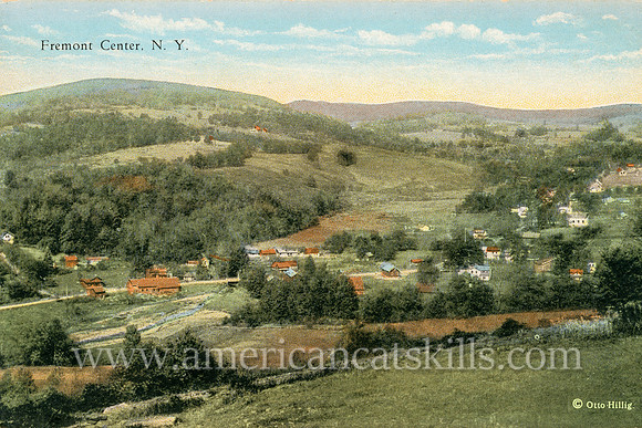 Vintage Catskills postcard by photographer Otto Hillig of the countryside around the hamlet of Fremont Center in Sullivan County, New York.
