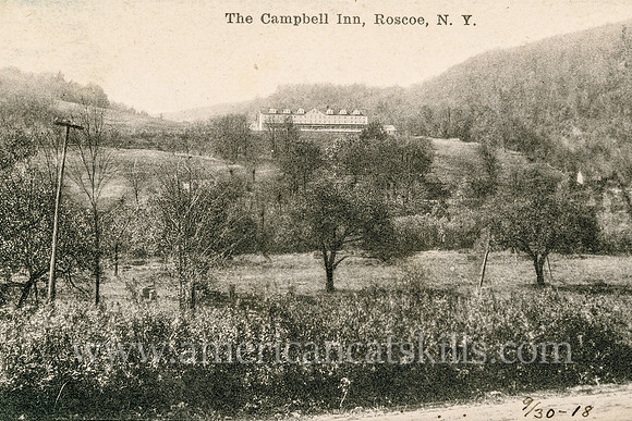 Vintage Catskills postcard depicting the historic Campbell Inn at Roscoe in Sullivan County, New York.