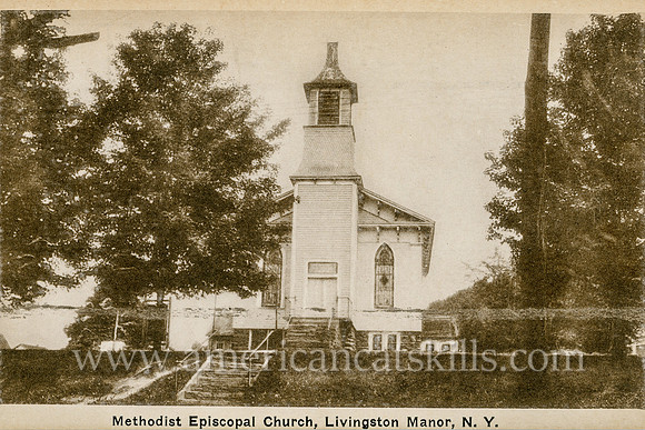 The Photo & Art Greeting Card Company located at New York published this vintage postcard of the Methodist Episcopal Church at Livingston Manor, New York.