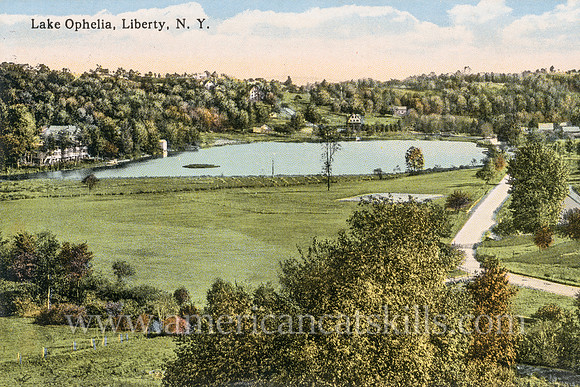 Vintage postcard by photographer Otto Hillig of the former Lake Ophelia located near the village of Liberty in Sullivan County, New York.