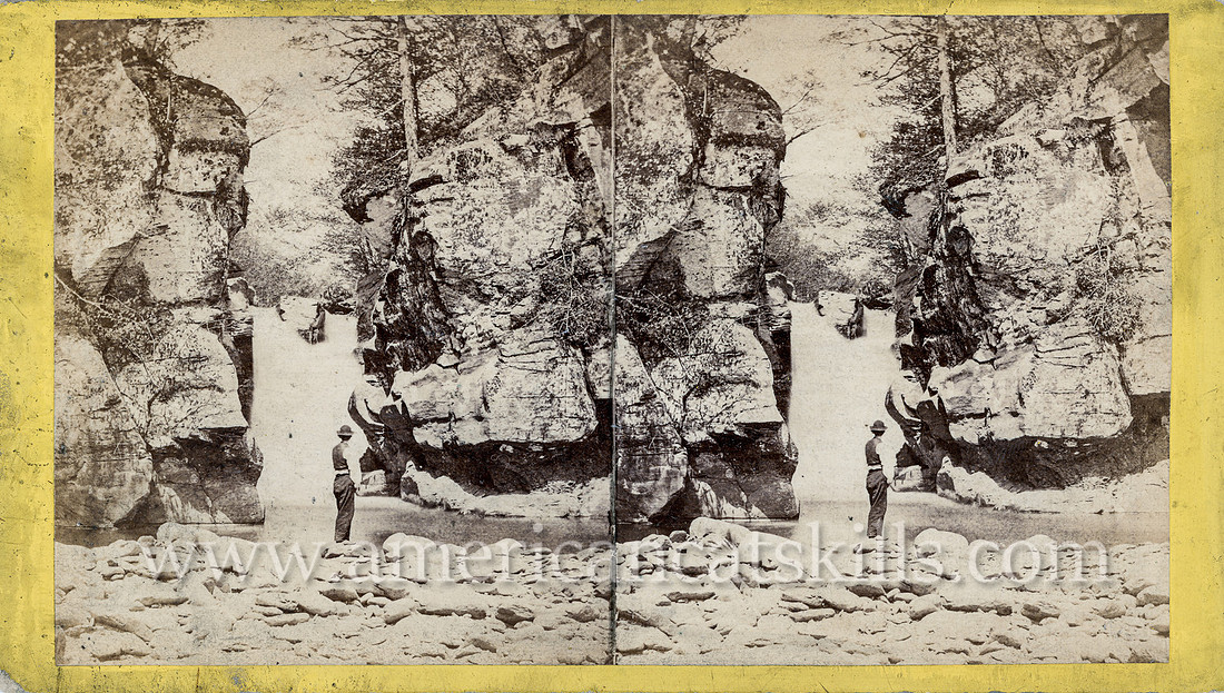 Vintage E. & H. T. Anthony stereoview # 155 titled “The Fawn’s Leap – Kauterskill Clove – Catskill Mountain” in “The Artistic Series.”