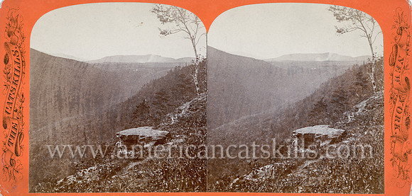 Vintage John Jacob Loeffler stereoview titled “View from Sunset Rock” within the Catskill Mountain Scenery set; First Series, # 212.