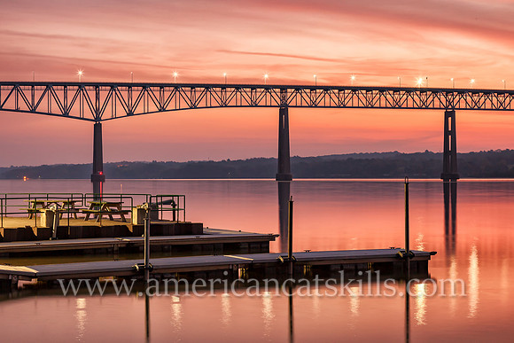 The Kingston-Rhinecliff Bridge, also known as the George Clinton Memorial Bridge, spans the Hudson River, connects the city of Kingston to the rural hamlet of Rhinecliff in Dutchess County.