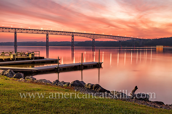 The Kingston-Rhinecliff Bridge, also known as the George Clinton Memorial Bridge, spans the Hudson River, connects the city of Kingston to the rural hamlet of Rhinecliff in Dutchess County.