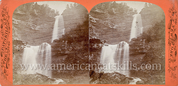 Vintage John Jacob Loeffler stereoview titled “Cauterskill Falls” within the Catskill Mountain Scenery set; First Series, # 202.