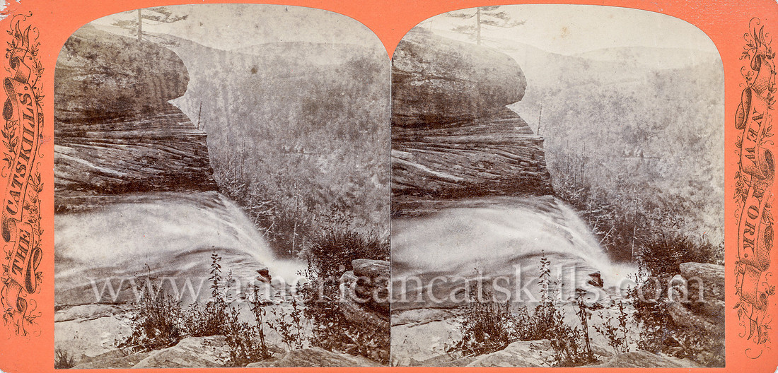 Vintage John Jacob Loeffler stereoview titled “Cauterskill Fall, from above” with the “Catskill Mountain Scenery” set; 2nd Series, # 232.