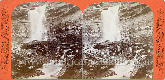 Vintage John Jacob Loeffler stereoview titled “The Lower Fall, (Cauterskill Falls.)” from the “Catskill Mountain Scenery” set; First Series, # 205.