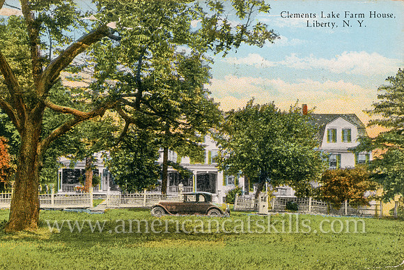 This vintage postcard of the Clements Lake Farm House at the village of Liberty, New York was taken by photographer Otto Hillig.