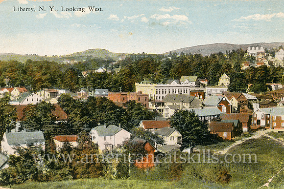 Vintage postcard by Otto Hillig depicting the scenic village of Liberty in Sullivan County, New York.