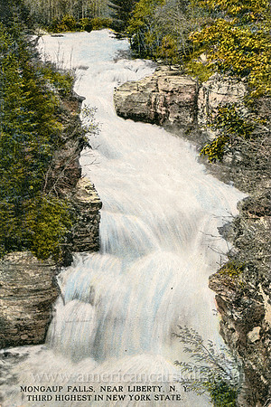 The thundering Mongaup Falls near Liberty, New York is the subject of this beautiful vintage photograph taken by Otto Hillig.