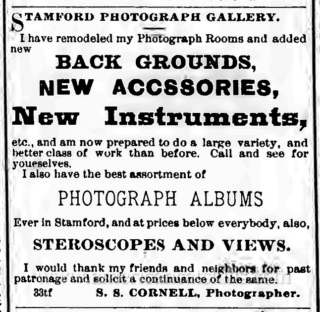Schuyler S. Cornell was a popular photographer who operated out of the village of Stamford in Delaware County, New York for nearly 50 years.