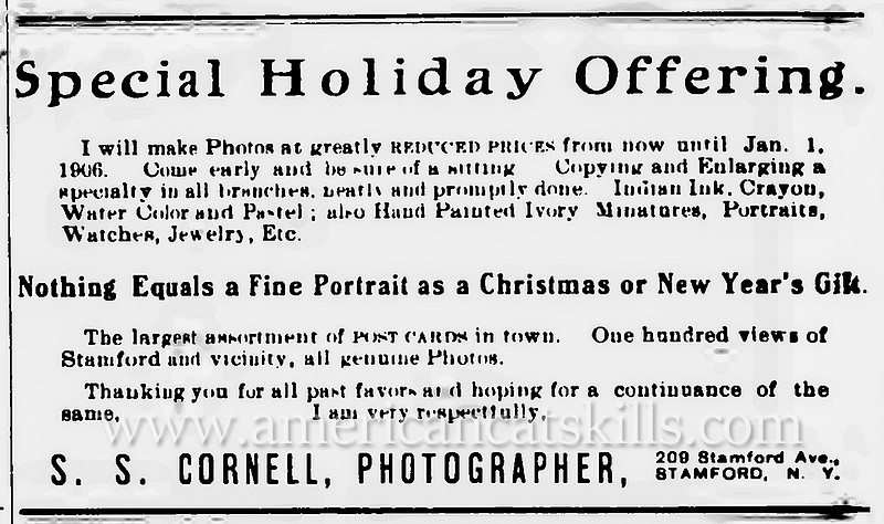 Schuyler S. Cornell was a popular photographer who operated out of the village of Stamford in Delaware County, New York for nearly 50 years.