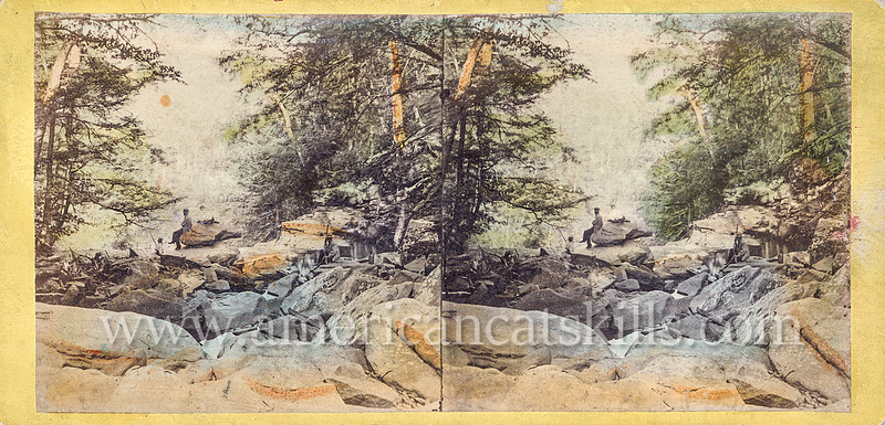 Vintage E. & H. T. Anthony & Co. stereoview # 4205 titled “View from the top of the Five Cascades, looking down Haines Gorge” in “The Glens of the Catskills” series.