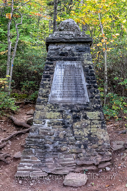 The Layman Monument is dedicated to Frank D. Layman, who lost his life on August 10, 1900 while fighting a fire on South Mountain in the Catskills.