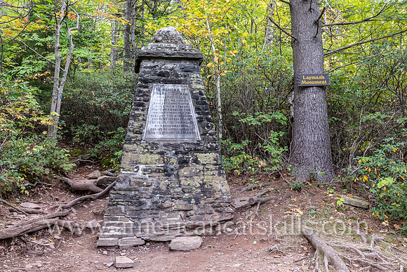 The Layman Monument is dedicated to Frank D. Layman, who lost his life on August 10, 1900 while fighting a fire on South Mountain in the Catskills.