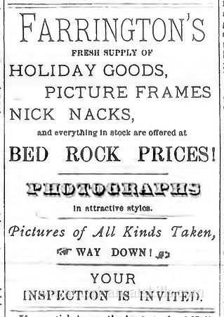 Farrington’s advertisement. Delaware Republican. December 13, 1879.
