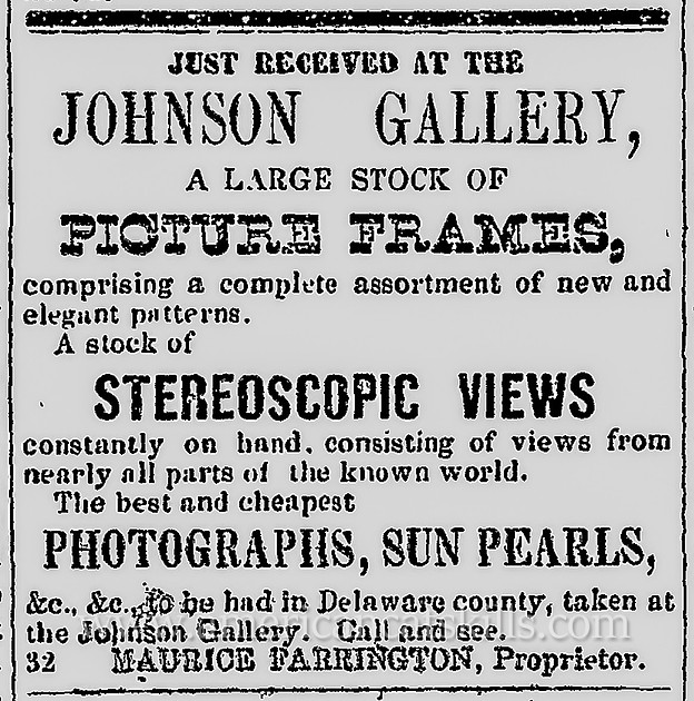 Maurice Farrington, Johnson Gallery advertisement.