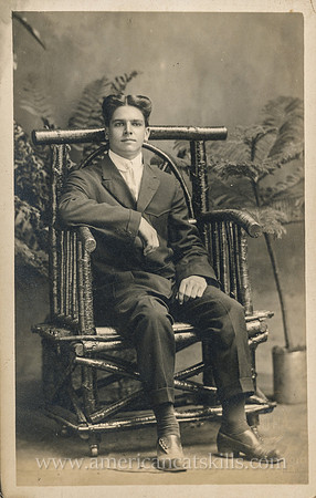 Portrait of a young man, dated 1914, taken by photographer Otto Hillig of Liberty, New York.