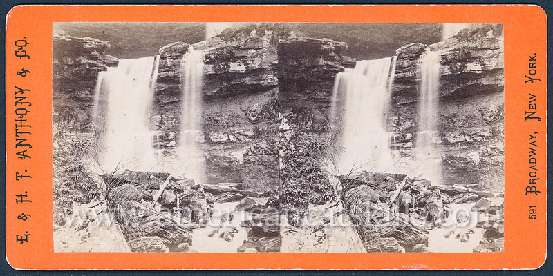 Vintage E. & H. T. Anthony & Co. stereoview # 9052 titled “The Lower Kauterskill Fall – 80 Feet High” from “The Glens of the Catskills” series.